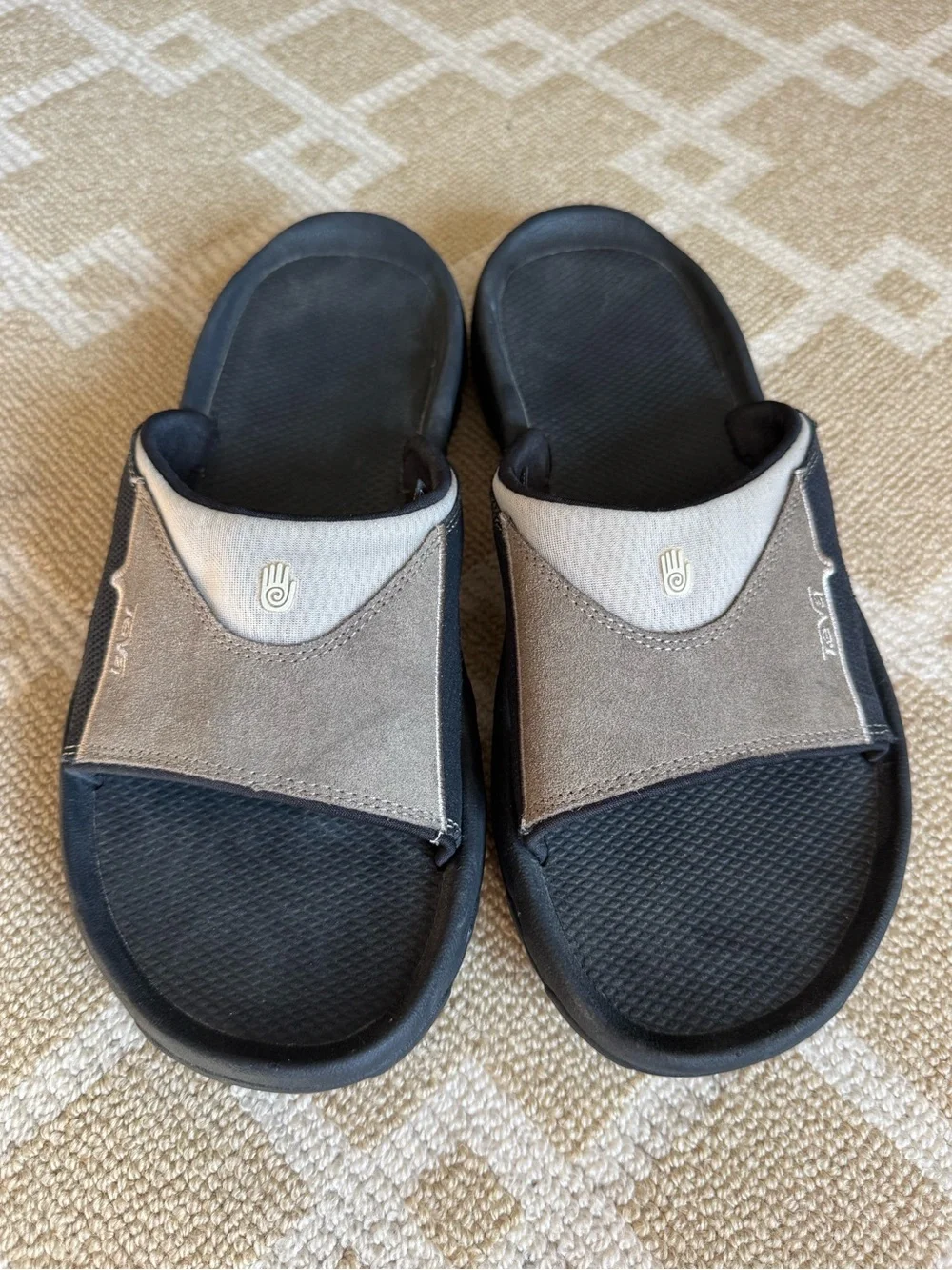 Teva Cushion Slide Sandals Taupe Gray Suede Comfort Slides Men’s 10